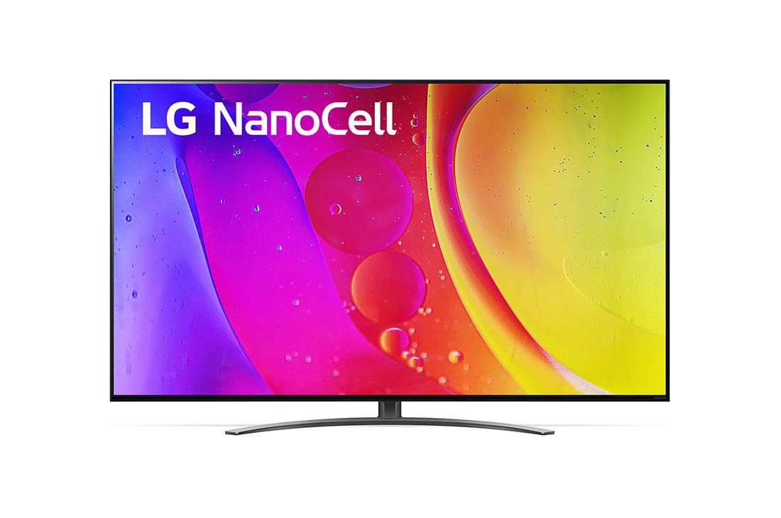 LG 50 collu NanoCell 4K televizors ar α7 procesoru un Dolby Atmos, Skats no priekšpuses uz LG NanoCell televizoru, 50NANO813QA
