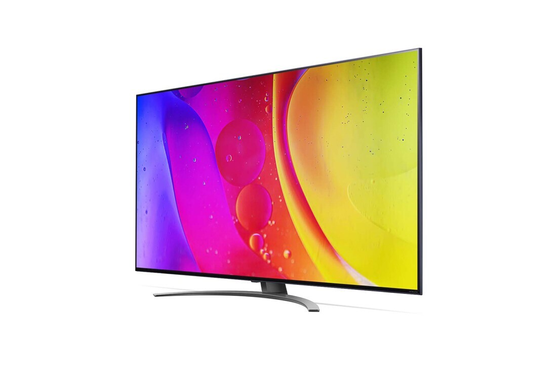 LG 65 collu NanoCell 4K televizors ar α5 procesoru un Dolby Atmos , Sānu skats 30 grādu leņķī ar aizpildošo attēlu, 65NANO813QA, thumbnail 3