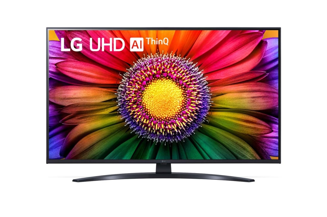 LG UHD UR81 43 collu 4K Smart TV 2023, skats no priekšpuses bez aizpildošā attēla, 43UR81003LJ