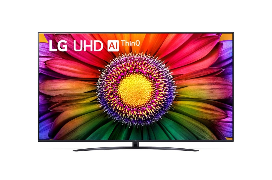 LG UHD UR81 75 collu 4K Smart TV 2023, skats no priekšpuses bez aizpildošā attēla, 75UR81003LJ