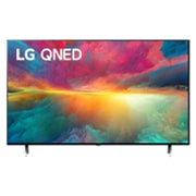 LG 75 collu LG QNED QNED75 4K Smart TV 75QNED75, Skats no priekšpuses uz LG QNED televizoru ar aizpildošo attēlu un produkta logotipu, 75QNED753RA, thumbnail 1