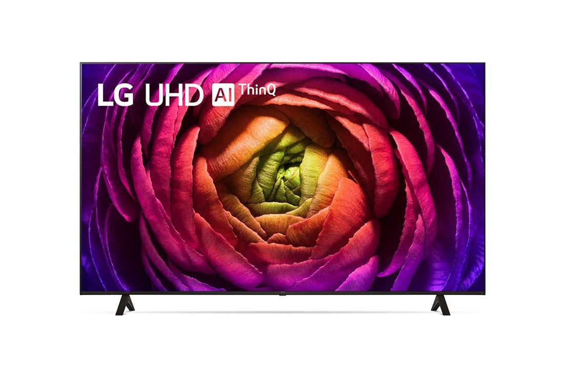 LG UHD UR74 43 collu 4K Smart TV 2023, skats no priekšpuses bez aizpildošā attēla, 43UR74003LB