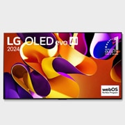 LG 65 collu LG OLED evo AI G4 4K viedtelevizors OLED65G4 WebOS24 2024, Priekšējais skats ar LG OLED evo AI TV, OLED G4, 11 gadu pasaules Nr. 1 OLED TV emblēma un webOS Re:New Program logotips ekrānā, OLED65G42LW, thumbnail 4