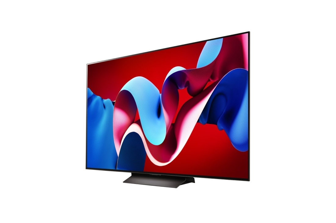 LG 65 collu LG OLED evo AI C4 4K viedtelevizors OLED65C4 WebOS24 2024, Uz kreiso pusi vērsts skats no sāna ar LG OLED evo televizoru, OLED C4, OLED65C42LA, thumbnail 7