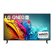 LG 55 collu LG QNED AI 4K viedtelevizors QNED85 WebOS24 2024, LG QNED TV, QNED85 priekšējais skats ar LG QNED, 2024 tekstu un webOS Re:New Program logotipu ekrānā, 55QNED85T3C, thumbnail 1