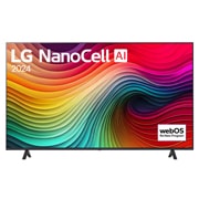 LG 55 collu LG NanoCell AI 4K viedtelevizors NANO81 WebOS24 2024, LG NanoCell TV, NANO81 priekšējais skats ar LG NanoCell, 2024 tekstu un webOS Re:New Program logotipu ekrānā, 55NANO81T3A, thumbnail 1