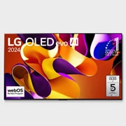 LG 55 collu LG OLED evo AI G4 4K viedtelevizors OLED55G4 WebOS24 2024, Priekšējais skats ar LG OLED evo AI TV, OLED G4, 11 gadu pasaules Nr. 1 OLED TV emblēma un webOS Re:New Program logotips ekrānā, OLED55G42LW, thumbnail 4