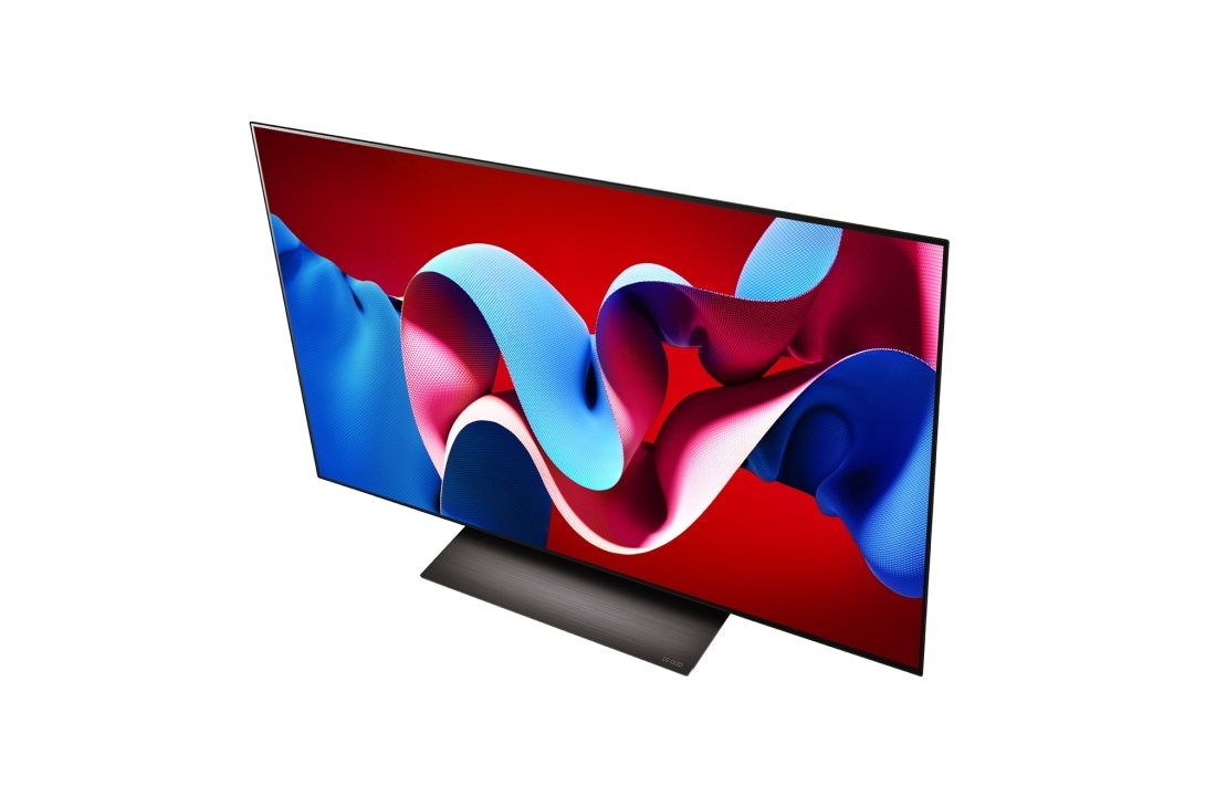 LG 48 collu LG OLED evo AI C4 4K viedtelevizors OLED48C4 WebOS24 2024, Skats leņķī ar LG OLED evo televizoru, OLED C4 no apakšas, OLED48C42LA, thumbnail 8