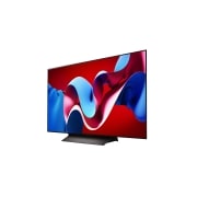 LG 48 collu LG OLED evo AI C4 4K viedtelevizors OLED48C4 WebOS24 2024, Uz kreiso pusi vērsts skats nelielā leņķī no sāna ar LG OLED evo televizoru, OLED C4, OLED48C42LA, thumbnail 3