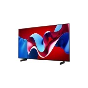 LG 42 collu LG OLED evo AI C4 4K viedtelevizors OLED42C4 WebOS24 2024, Uz kreiso pusi vērsts skats no sāna ar LG OLED evo televizoru, OLED C4, OLED42C42LA, thumbnail 2