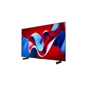LG 42 collu LG OLED evo AI C4 4K viedtelevizors OLED42C4 WebOS24 2024, Uz kreiso pusi vērsts skats nelielā leņķī no sāna ar LG OLED evo televizoru, OLED C4, OLED42C42LA, thumbnail 3