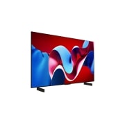 LG 42 collu LG OLED evo AI C4 4K viedtelevizors OLED42C4 WebOS24 2024, Uz labo pusi vērsts skats no sāna ar LG OLED evo televizoru, OLED C4, OLED42C42LA, thumbnail 5