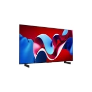 LG 42 collu LG OLED evo AI C4 4K viedtelevizors OLED42C4 WebOS24 2024, Uz labo pusi vērsts skats nelielā leņķī no sāna ar LG OLED evo televizoru, OLED C4, OLED42C42LA, thumbnail 6