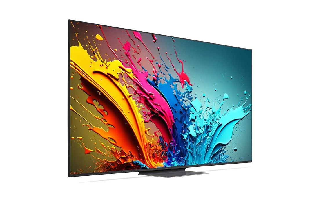 LG 75 collu LG QNED AI 4K viedtelevizors QNED87 WebOS24 2024, Uz kreiso pusi vērsts skats nelielā leņķī no sāna ar LG QNED TV, QNED85, 75QNED87T3B, thumbnail 3
