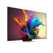 LG 75 collu LG QNED MiniLED AI 4K viedtelevizors QNED91 WebOS24 2024, Uz kreiso pusi vērsts skats nelielā leņķī no sāna ar LG QNED TV, QNED91, 75QNED91T3A, thumbnail 3