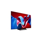 LG 55 collu LG OLED evo AI C4 4K viedtelevizors OLED55C4 WebOS24 2024, Uz labo pusi vērsts skats no sāna ar LG OLED evo televizoru, OLED C4, OLED55C41LA, thumbnail 9
