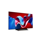 LG 48 collu LG OLED evo AI C4 4K viedtelevizors OLED48C4 WebOS24 2024, Uz labo pusi vērsts skats nelielā leņķī no sāna ar LG OLED evo televizoru, OLED C4, OLED48C41LA, thumbnail 6