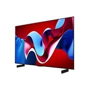 LG 42 collu LG OLED evo AI C4 4K viedtelevizors OLED42C4 WebOS24 2024, Uz kreiso pusi vērsts skats nelielā leņķī no sāna ar LG OLED evo televizoru, OLED C4, OLED42C41LA, thumbnail 3