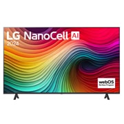 LG 65 collu LG NanoCell AI 4K viedtelevizors NANO82 WebOS24 2024, LG NanoCell TV, NANO81 priekšējais skats ar LG NanoCell, 2024 tekstu un webOS Re:New Program logotipu ekrānā, 65NANO82T3B, thumbnail 1