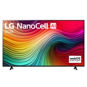 LG 86 collu LG NanoCell AI 4K viedtelevizors NANO81 WebOS24 2024, LG NanoCell TV, NANO81 priekšējais skats ar LG NanoCell, 2024 tekstu un webOS Re:New Program logotipu ekrānā, 86NANO81T3A, thumbnail 1