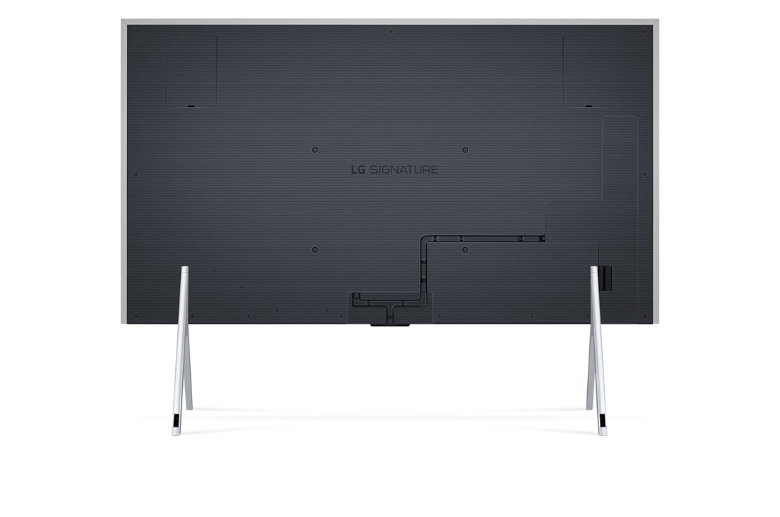 LG True Wireless TV 97 collu LG SIGNATURE OLED M4 ar 4K 120Hz video un audio pārsūtīšanu , Skats no augšas uz LG OLED M4 ar īpaši plāno augšējo malu uz statīva, OLED97M49LA, thumbnail 6