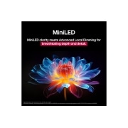 LG 86 collu LG QNED evo AI MiniLED 4K viedtelevizors QNED85 2025, Krāsas šļakatas izplūst no grīdas dažādās krāsās. Intertrek sertifikācija “100% Color Volume to DCI-P3”. Nosaukumā ir runāts par LG jauno un unikālo plašas krāsu gammas tehnoloģiju, kas ļauj ekrānā re, 86QNED85A3C, thumbnail 7