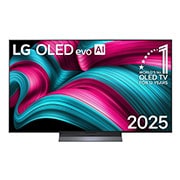 LG  55 collu LG OLED evo AI C5 4K viedtelevizors OLED55C51 2025, Skats no priekšpuses ar LG OLED evo AI C5 4K Smart TV. Ekrānā ir redzams 12 gadus pasaulē vadošā OLED emblēma un LG OLED evo AI 2025 logotips., OLED55C51LA, thumbnail 1