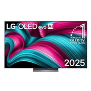 LG 77 collu LG OLED evo AI C5 4K viedtelevizors OLED77C51 2025, Skats no priekšpuses ar LG OLED evo AI C5 4K Smart TV. Ekrānā ir redzams 12 gadus pasaulē vadošā OLED emblēma un LG OLED evo AI 2025 logotips., OLED77C51LA, thumbnail 1