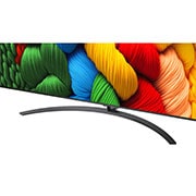 LG 86 collu LG NanoCell AI 4K viedtelevizors NANO81 2025, Skats no priekšpuses un sāniem ar LG NanoCell NANO80 AI 4K Smart TV, kas parāda tā garuma, platuma, augstuma un dziļuma izmērus., 86NANO81A3A, thumbnail 3