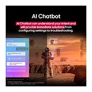 LG 86 collu LG NanoCell AI 4K viedtelevizors NANO81 2025, Zinātniskās fantastikas saturs tiek atskaņots LG TV ekrānā. Ekrānā redzama AI Chatbot saskarne. Lietotājs nosūtīja ziņu tērzēšanas robotam, sakot, ka ekrāns ir pārāk tumšs. Tērzēšanas robots piedāvāja, 86NANO81A3A, thumbnail 15