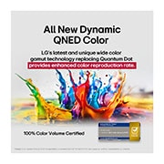 LG 100 collu LG QNED evo AI MiniLED 4K viedtelevizors QNED86 2025, Krāsas šļakatas izplūst no grīdas dažādās krāsās., 100QNED86A6, thumbnail 2
