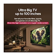 LG 100 collu LG QNED evo AI MiniLED 4K viedtelevizors QNED86 2025, Lines animate across a very dull and almost gray image of a parrot in a forest as if a supercomputer is analyzing the elements in the frame. A laser traces the parrot's silhouette and then it is enhan, 100QNED86A6, thumbnail 6