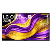 LG 55 collu LG OLED evo AI G5 4K viedtelevizors OLED55G5 2025, Skats no priekšpuses ar LG OLED evo AI G5 4K Smart TV. Ekrānā ir redzams 12 gadus pasaulē vadošā OLED emblēma un LG OLED evo AI 2025 logotips., OLED55G51LW, thumbnail 1