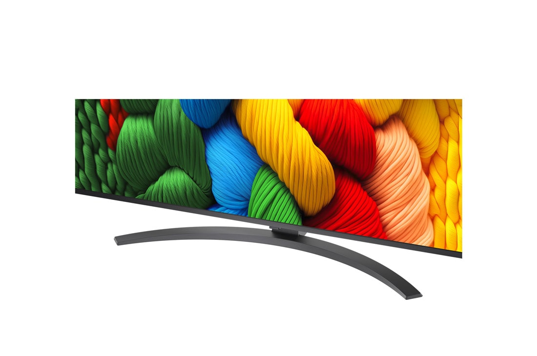 LG 50 collu LG NanoCell AI 4K viedtelevizors NANO81 2025, Skats no priekšpuses un sāniem ar LG NanoCell NANO80 AI 4K Smart TV, kas parāda tā garuma, platuma, augstuma un dziļuma izmērus., 50NANO81A3A, thumbnail 4