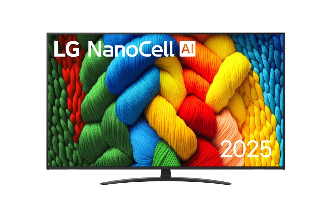 LG 65 collu LG NanoCell AI 4K viedtelevizors NANO81 2025, front view, 65NANO81A3A