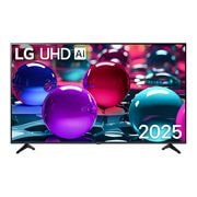 LG 55 collu LG UHD AI 4K viedtelevizors UA73 2025, Skats no priekšpuses ar UHD UA73 TV, LG UHD Al logotips augšējā stūrī. LG UHD TV ir attēlotas krāsainas, gleznainas tekstūras, kas saplūst kopā., 55UA73003LA, thumbnail 1