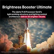 LG 65 collu LG OLED evo AI M5 4K viedtelevizors OLED65M5 ar 144 Hz bezvadu video un audio pārsūtīšanu, Kosmosa kuģis, kas tiek palaists gaisā. Aina ir sadalīta vidū, un viena puse ir nedaudz tumšāka un blāvāka. Otra puse parāda, kā raķetes sprādziens ir ārkārtīgi spilgts, parādot, cik spilgti vizuālie , OLED65M59LA, thumbnail 8