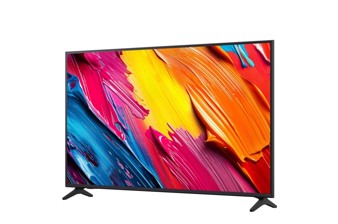 LG 55 collu LG QNED AI 4K viedtelevizors QNED7E 2025, Palyginimas prieš ir po, kaip „LG&nbsp;4K&nbsp;Super Upscaling“ pagerina vaizdo kokybę. Du plokštieji ekranai, kuriuose matomas tas pats vaizdas – ant šakos miške sėdintis spalvingas paukštis, dešinysis ekranas, 55QNED7EA6B, thumbnail 6