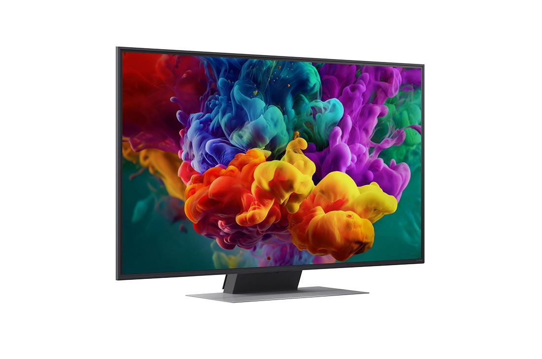 LG 50 collu LG QNED evo AI Mini-LED QNED86 4K viedtelevizors 2026, LG QNED evo AI QNED85 Mini LED no priekšpuses un sānu skata, izceļot 86" displeju ar 1928&nbsp;mm platu ekrānu, 1108&nbsp;mm ekrāna augstumu, 1175&nbsp;mm augstumu ar statīvu, 30,9&nbsp;mm plānu profila dziļumu un statīv, 50QNED86B3B, thumbnail 2