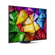 LG 65&nbsp;collu LG Mini RGB evo AI 4K viedtelevizors 2026, LG Mini RGB evo AI MRGB85 redzams no priekšpuses un sāna: TV ir 75 collu displejs ar 1677 mm platu ekrānu, 966 mm ekrāna augstumu, 1032 mm augstumu ar statīvu, 51,6 mm dziļumu un statīva nospiedumu 14, 65MRGB87B3B, thumbnail 3
