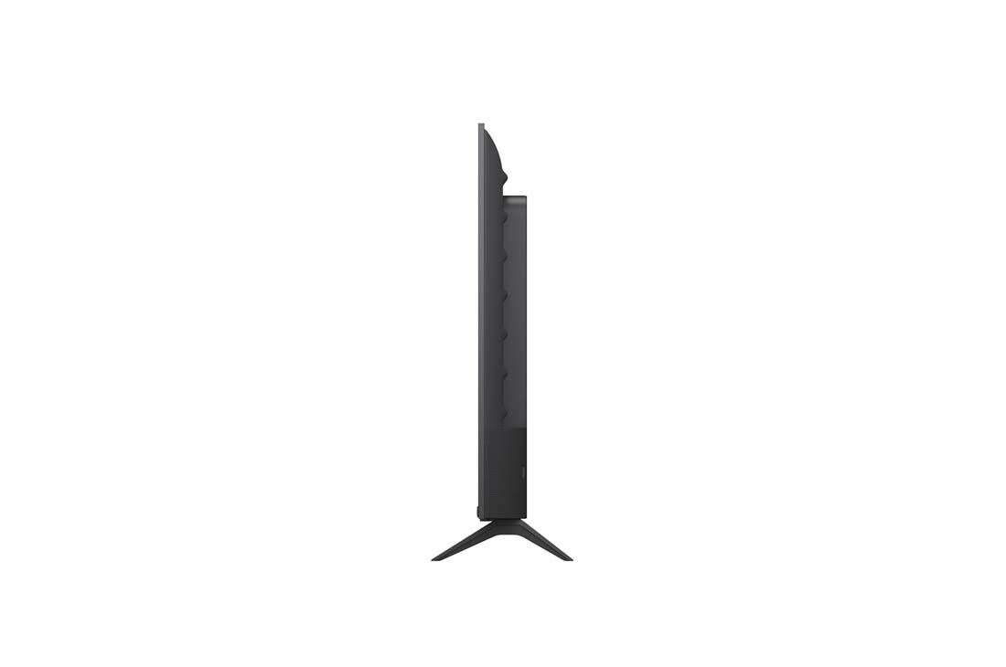 LG 43 collu LG NANO 4K UHD AI NU85 viedtelevizors 2026, LG NANO 4K UHD AI NU85 no priekšpuses un sānu skata, izceļot 43&nbsp;collu displeju ar 959&nbsp;mm platu ekrānu, 563&nbsp;mm ekrāna augstumu, 618&nbsp;mm augstumu ar statīvu, 70,8&nbsp;mm profila dziļumu un statīva nospiedumu, 43NU850B3LA, thumbnail 2
