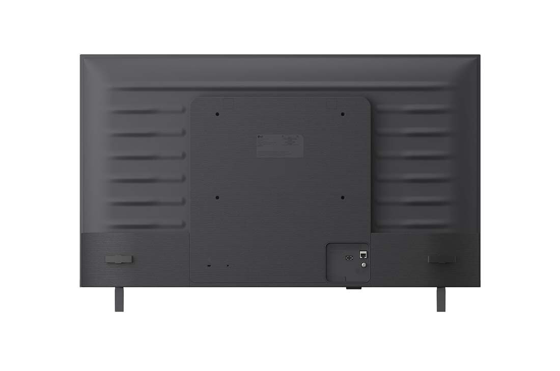 LG 43 collu LG NANO 4K UHD AI NU85 viedtelevizors 2026, LG NANO 4K UHD AI NU85 no priekšpuses un sānu skata, izceļot 98&nbsp;collu displeju ar 2184&nbsp;mm platu ekrānu, 1252&nbsp;mm ekrāna augstumu, 1346/1304&nbsp;mm augstumu ar statīvu, 74,5&nbsp;mm profila dziļumu un statīva no, 43NU850B3LA, thumbnail 3