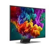 LG 50&nbsp;collu LG QNED evo AI Mini LED QNED87 4K Smart TV 2026, LG QNED evo AI QNED85 Mini LED no priekšpuses un sānu skata, izceļot 86" displeju ar 1928&nbsp;mm platu ekrānu, 1108&nbsp;mm ekrāna augstumu, 1175&nbsp;mm augstumu ar statīvu, 30,9&nbsp;mm plānu profila dziļumu un statīv, 50QNED87B3A, thumbnail 2