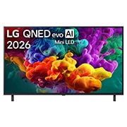 LG 55 collu LG QNED evo AI Mini-LED QNED85 4K viedtelevizors 2026, 2026.&nbsp;gadā izlaista LG QNED evo AI QNED85 Mini LED priekšpuses skats, ekrāns ar dzīvīgām, plūstošām daudzkrāsainām, krāsas triepieniem līdzīgām kustībām, kurās bagātīgi slāņotu krāsu mākoņi vienmērīgi, 55QNED85B3B, thumbnail 1