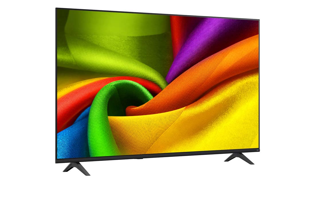 LG 65 collu LG NANO 4K UHD AI NU85 viedtelevizors 2026, 2026.&nbsp;gadā izlaistā LG NANO 4K UHD AI NU85 priekšpuses skats, ekrānā attēlojot spilgti krāsainas, audumam līdzīgas tekstūras un piedāvājot Nano Detail Enhancer, alpha 8 AI procesoru 4K Gen3, HDR10 Pro, 65NU850B3LA, thumbnail 2