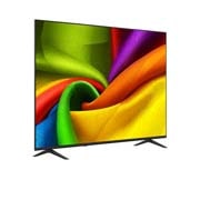 LG 75 collu LG NANO 4K UHD AI NU85 viedtelevizors 2026, LG NANO 4K UHD AI NU85 no priekšpuses un sānu skata, izceļot 98&nbsp;collu displeju ar 2184&nbsp;mm platu ekrānu, 1252&nbsp;mm ekrāna augstumu, 1346/1304&nbsp;mm augstumu ar statīvu, 74,5&nbsp;mm profila dziļumu un statīva no, 75NU850B3LA, thumbnail 3