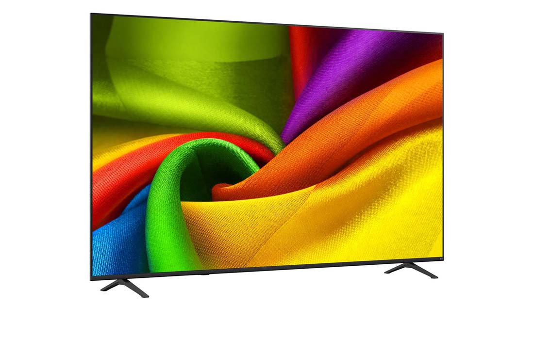 LG 85 collu LG NANO 4K UHD AI NU85 viedtelevizors 2026, 2026.&nbsp;gadā izlaistā LG NANO 4K UHD AI NU85 priekšpuses skats, ekrānā attēlojot spilgti krāsainas, audumam līdzīgas tekstūras un piedāvājot Nano Detail Enhancer, alpha 8 AI procesoru 4K Gen3, HDR10 Pro, 85NU850B3LA, thumbnail 2