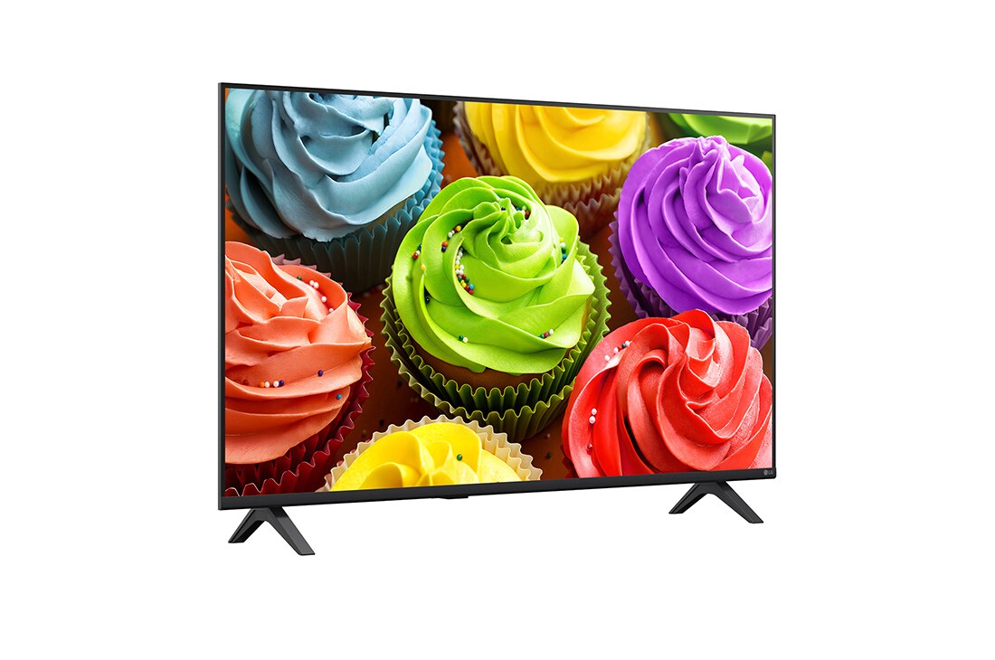 LG 43 collu LG FHD AI LB65 4K viedtelevizors 2026, 2026.&nbsp;gadā izlaistā LG SMART TV AI LB65 FHD televizora priekšskatījumā redzams krāsainu kēksiņu tuvplāns ar alpha 5 AI procesoru Gen9, HDR10 Pro, webOS un 43&nbsp;collu displeju., 43LB65003LA, thumbnail 2