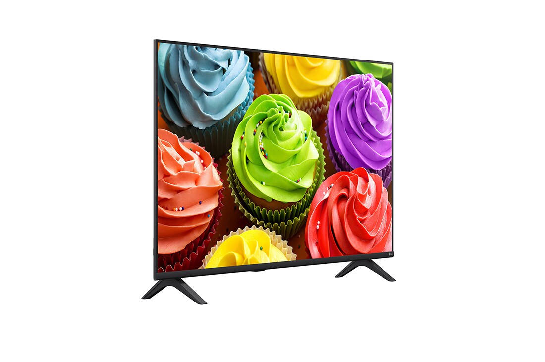LG 43 collu LG FHD AI LB65 4K viedtelevizors 2026, LG SMART TV AI LB65 FHD televizoram, kas redzams priekšskatījumā un sānskatā, ir 43&nbsp;collu displejs ar 955&nbsp;mm platu ekrānu, 561&nbsp;mm augstumu ekrāna augstumā, 617&nbsp;mm augstumu ar statīvu, 77,9&nbsp;mm profila , 43LB65003LA, thumbnail 3