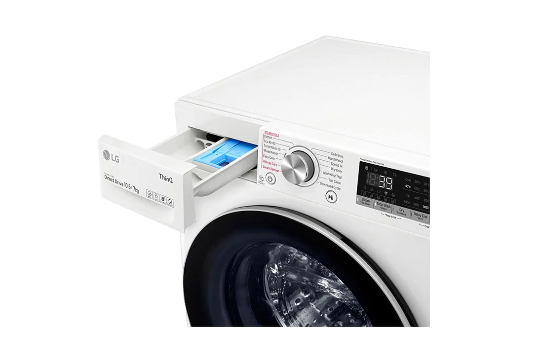 LG veļas mašīna ar žāvētāju 10.5/7kg | AIDD | V7 sērija A/E| Dziļums 56.5 cm | Balta | Turbowash360| Steam | WiFi | F4DV710S1E, F4DV710S1E, thumbnail 4